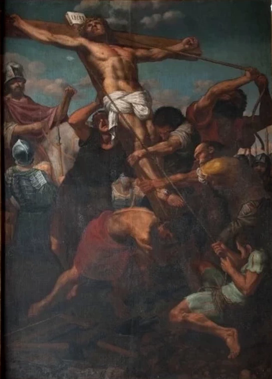Gesù Cristo issato sulla croce - con aiuti